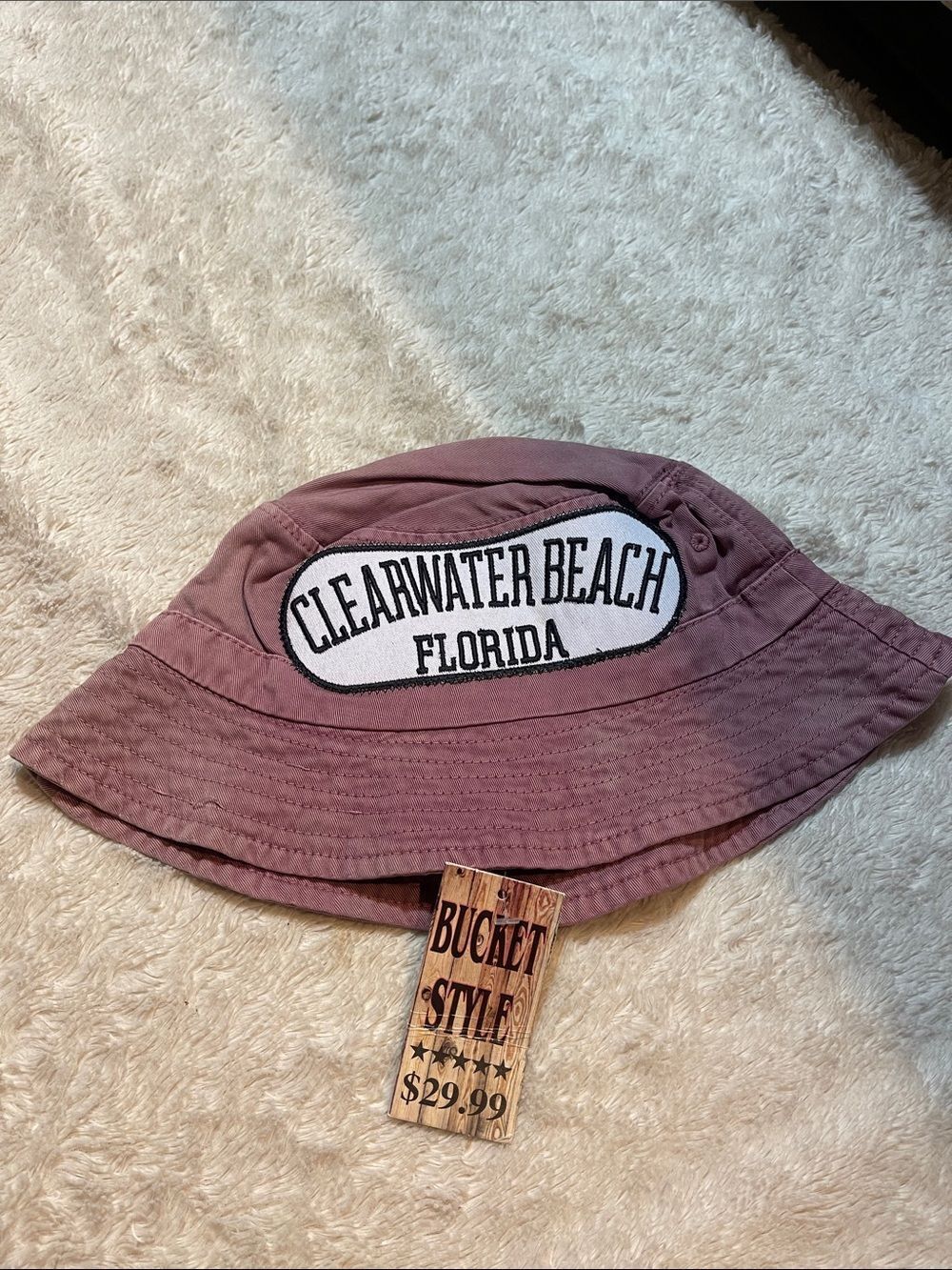 Clearwater Beach Florida Bucket Hat - Dusty Mauve NWT